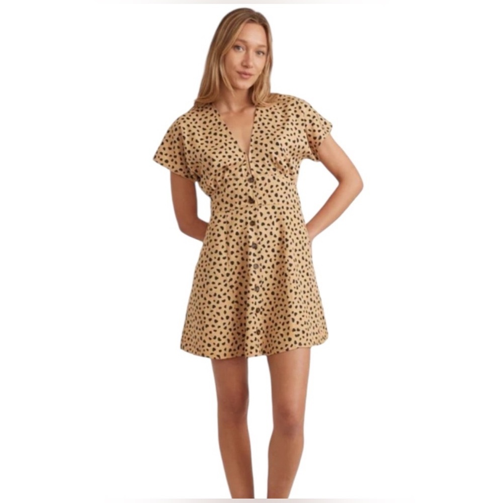 Marine Layer Camila Mini Dress Cheetah Tan and Black - size medium